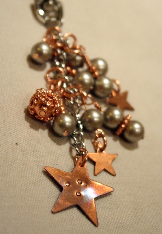Brailled purse charm with bauble detailing