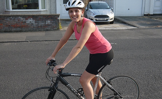 Laura on her bike