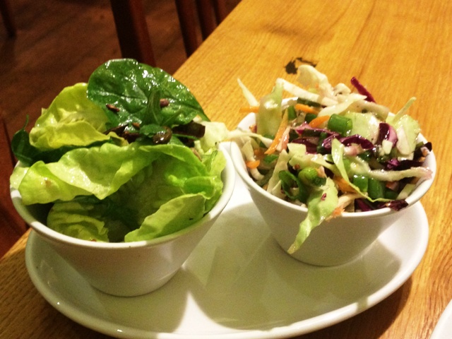 Salad sides that come with the bunless burger - includes slaw with no mayo