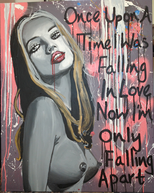 Once Upon A Time I was Falling In Love - painting of woman with words