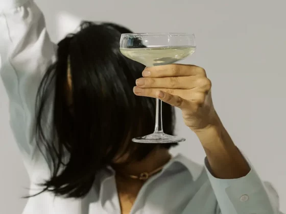 New Year resolutions, woman with martini glass