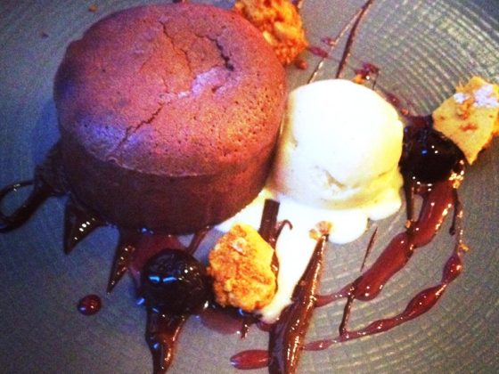Chocolate fondant dessert at Chapters, Blackheath
