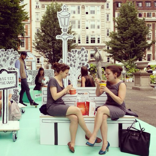 the PROPERCORN Pop-Up Summer events in Golden Square, Soho.