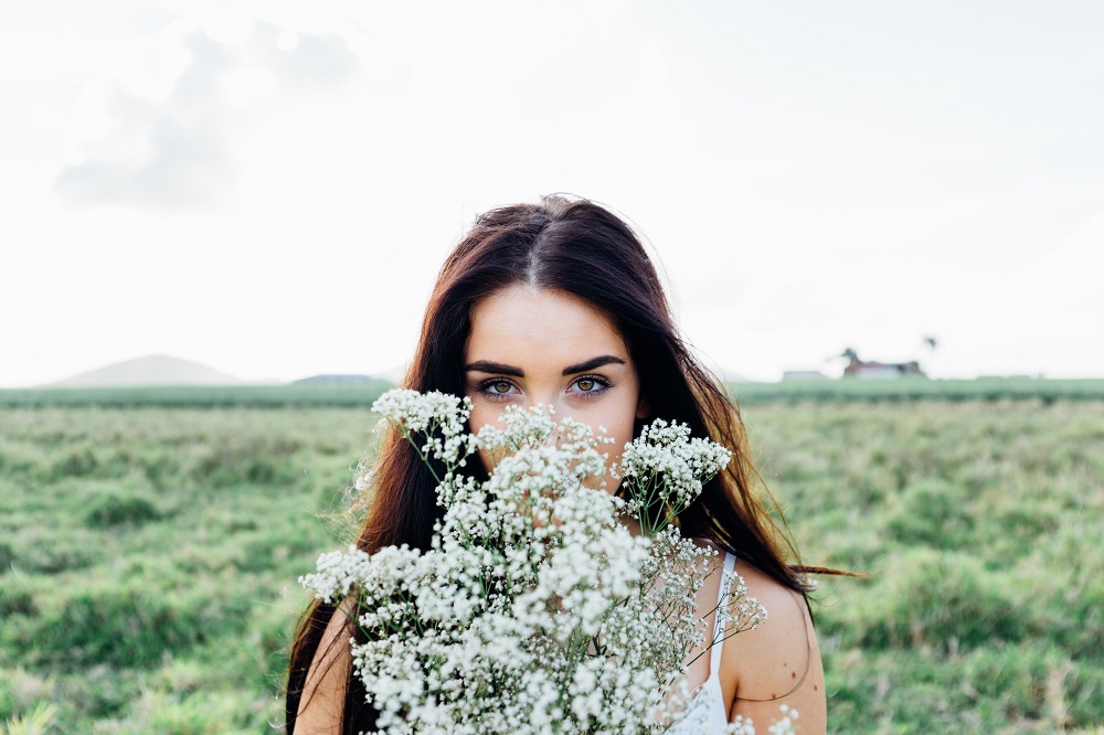 Beautiful woman with bouquet